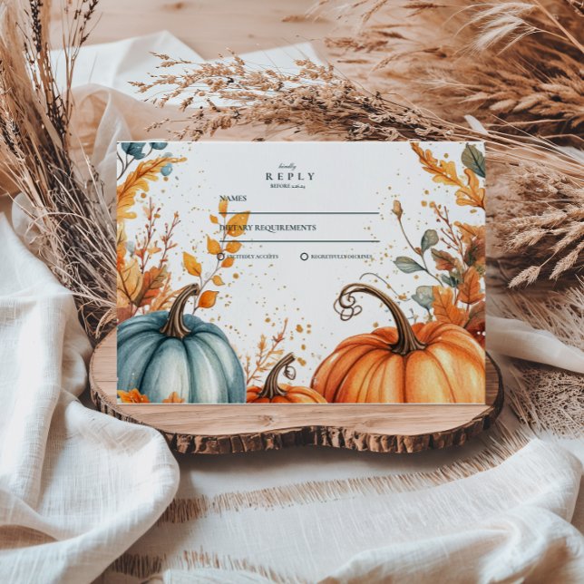 Cartons Réponse Mariage Automnal de Citrouille Rustique (Créateur téléchargé)