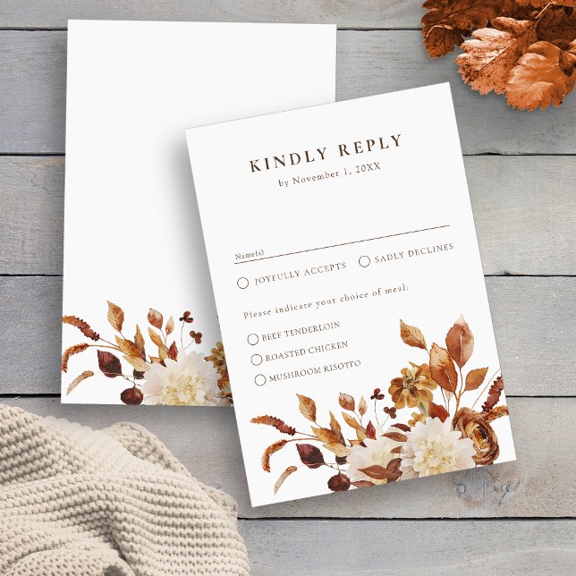 Cartons Réponse Mariage Automnal Élégant (Elegant Fall Watercolor Floral Wedding RSVP Card by Painted Paperie
)
