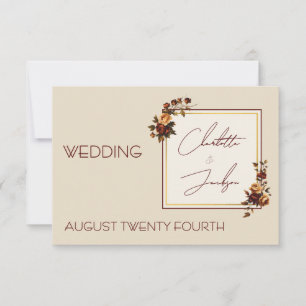 Cartons Réponse Mariage Automnal Élégant et Romantique Rose Rouill