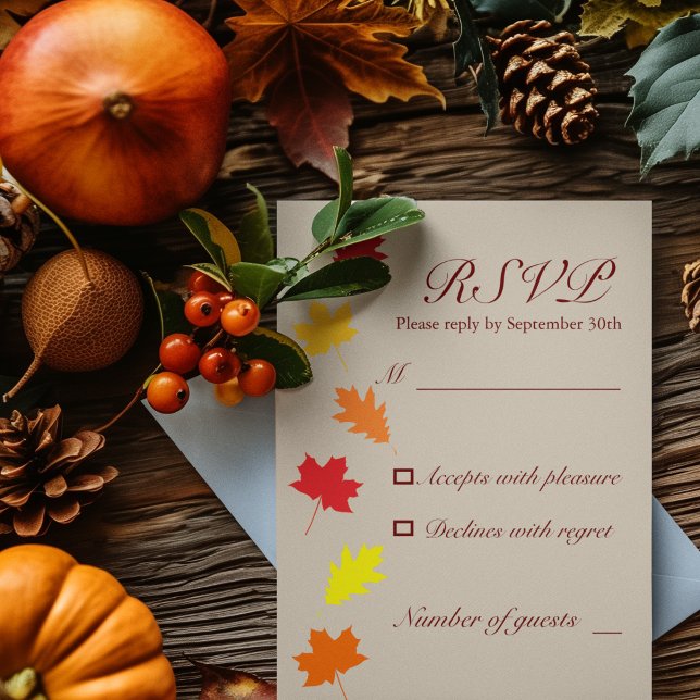 Cartons Réponse Mariage aux feuilles d'automne (Créateur téléchargé)