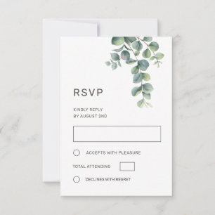 Cartons Réponse Mariage aux feuilles d'eucalyptus aquarelle