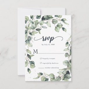 Cartons Réponse Mariage aux feuilles d'eucalyptus élégantes