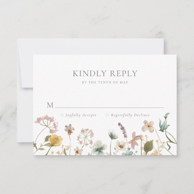 Cartons Réponse Mariage aux Fleurs Sauvages (Devant)