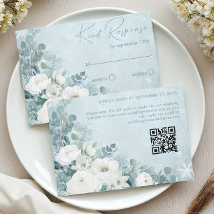 Cartons Réponse Mariage aux Roses Blanches Hellebores Eucalyptus A