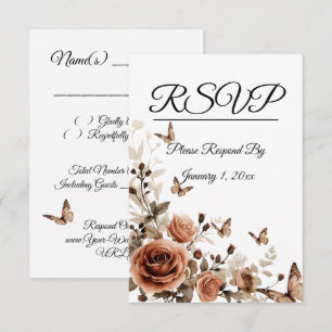 Cartons Réponse Mariage aux Roses & Papillons Vintage 