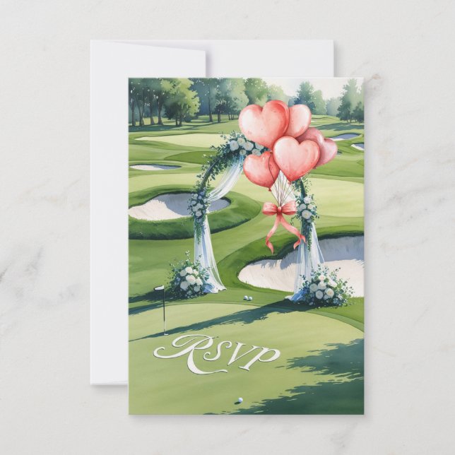 Cartons Réponse Mariage avec balle de golf sur vert (Devant)