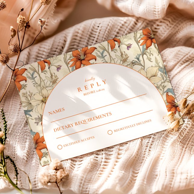 Cartons Réponse Mariage avec une Arche Florale d'Automne (Créateur téléchargé)