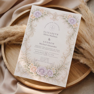 Cartons Réponse Mariage baroque au jardin rose lavande