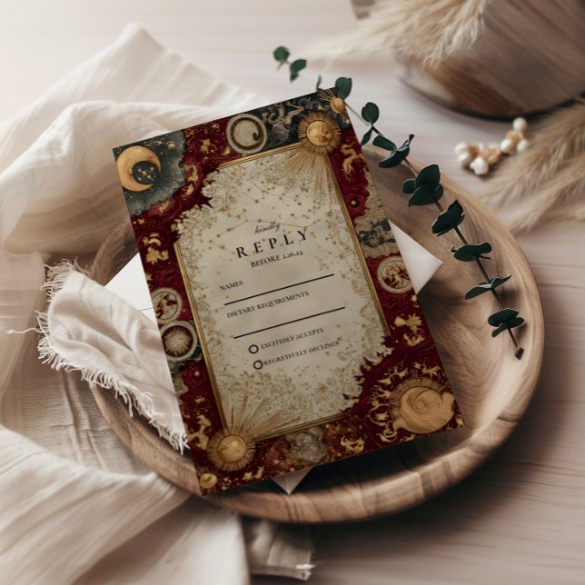Cartons Réponse Mariage baroque céleste cramoisi (Créateur téléchargé)