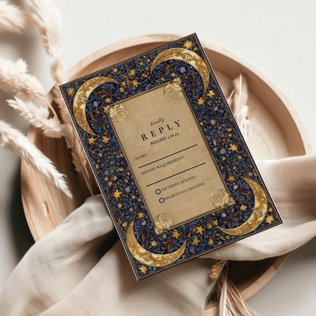 Cartons Réponse Mariage baroque céleste de minuit (Créateur téléchargé)