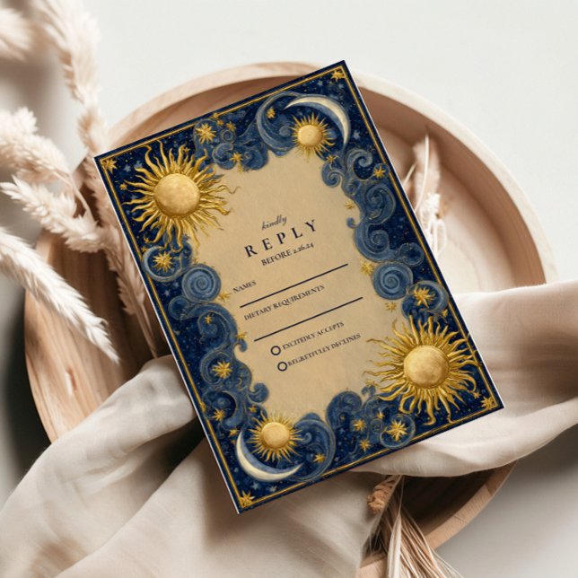 Cartons Réponse Mariage Baroque Céleste Doré (Créateur téléchargé)