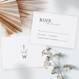 Cartons Réponse Mariage blanc simple et élégant