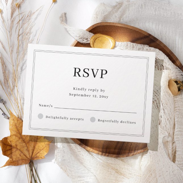 Cartons Réponse Mariage blanc simple et personnalisé (Créateur téléchargé)