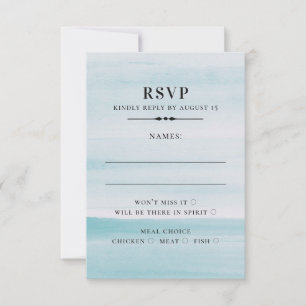 Cartons Réponse Mariage bleu aquarelle. Simple et élégant nautique