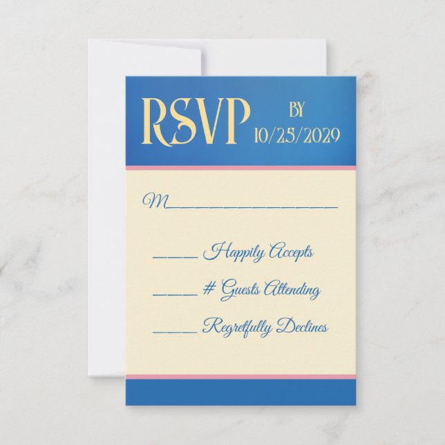 Cartons Réponse Mariage bleu et jaune (Devant)