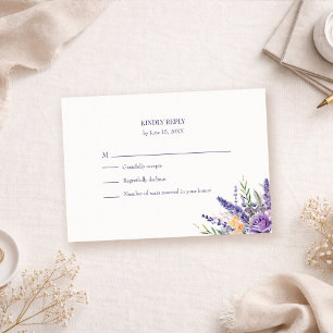 Cartons Réponse Mariage Bohème aux fleurs sauvages aquarellées de 