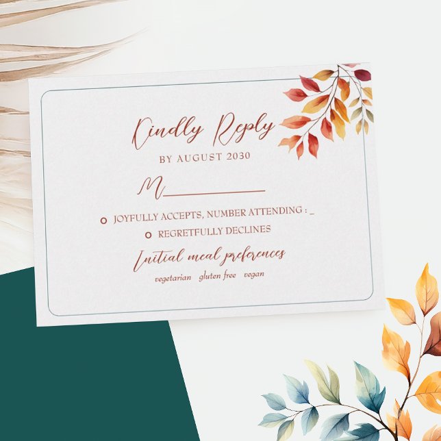 Cartons Réponse Mariage Bohème d'Automne (Créateur téléchargé)