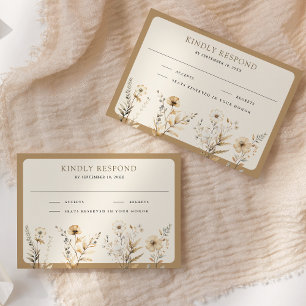 Cartons Réponse Mariage Bohème de Fleurs Sauvages d'Automne