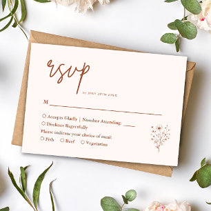 Cartons Réponse Mariage Bohème Élégant aux Fleurs Rustiques Orange