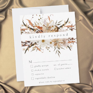 Cartons Réponse Mariage Bohème Floral Automnal Neutre Rustique