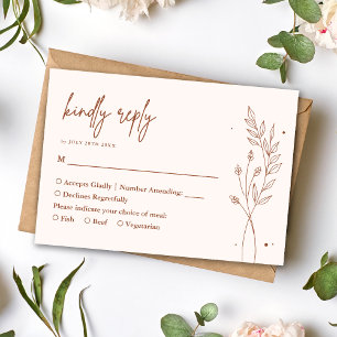 Cartons Réponse Mariage Bohème Minimaliste Terracotta Orange Brûlé