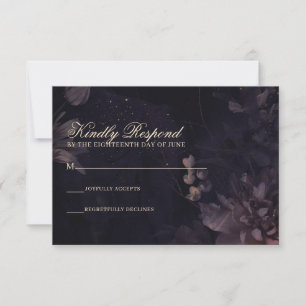 Cartons Réponse Mariage bohémien mauve gothique floral