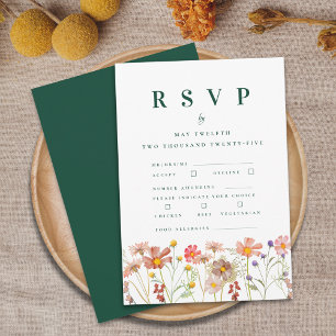 Cartons Réponse Mariage Boho Fall Fleur sauvage Options de repas