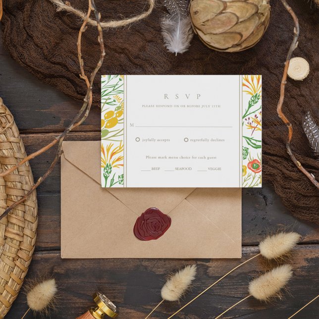 Cartons Réponse Mariage Boho Fleur sauvage Woodland (Créateur téléchargé)