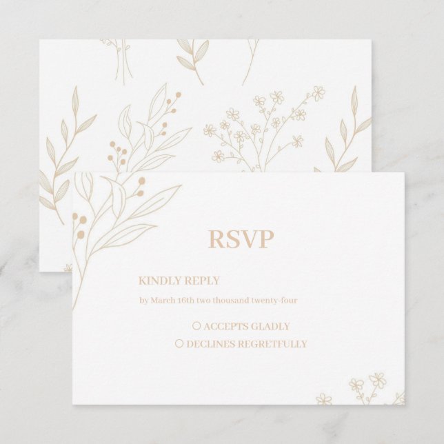 Cartons Réponse Mariage Boho Floral Corner beige (Devant / Derrière)
