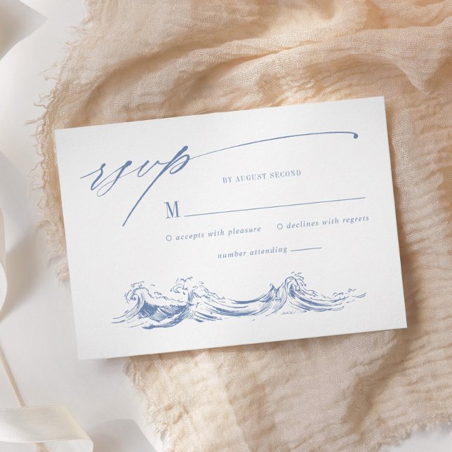Cartons Réponse Mariage bord de mer bleu Chic Côtes (Créateur téléchargé)