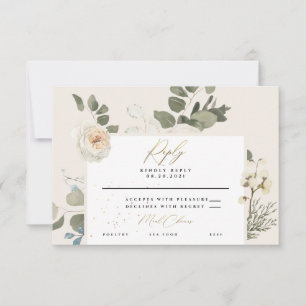 Cartons Réponse Mariage Botanique à Fleurs Douces et Feuillage