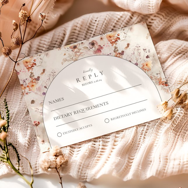Cartons Réponse Mariage Botanique à la Prairie Aérienne (Créateur téléchargé)