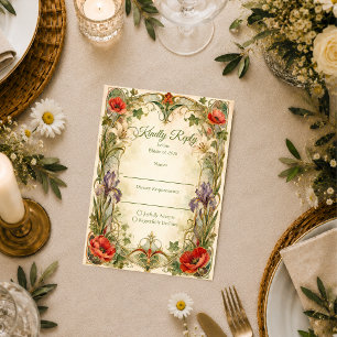 Cartons Réponse Mariage botanique Art nouveau romantique