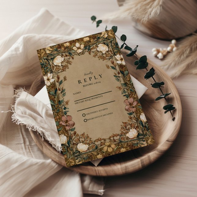 Cartons Réponse Mariage Botanique Automnal de Style Vintage (Créateur téléchargé)