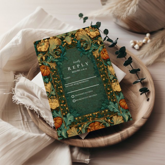 Cartons Réponse Mariage botanique automnal doré (Créateur téléchargé)