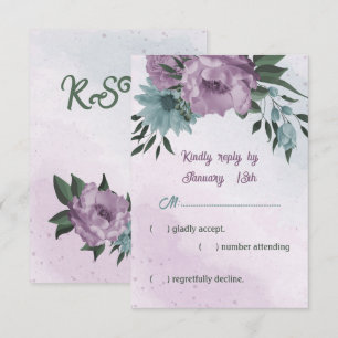 Cartons Réponse mariage botanique de fleurs bleues violettes