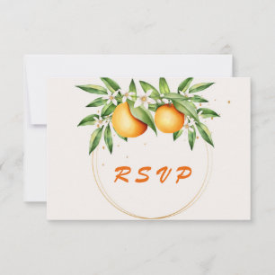 Cartons Réponse Mariage Botanique de Fruit Orange Aquarelle