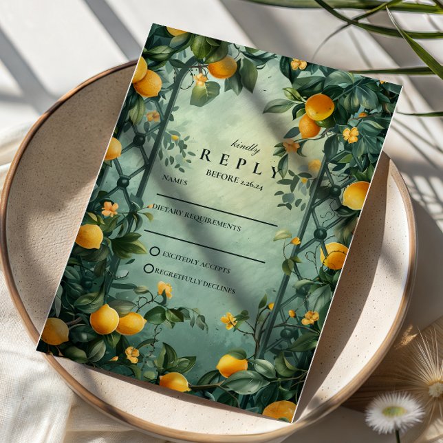 Cartons Réponse Mariage Botanique de Jardin de Citron (Créateur téléchargé)