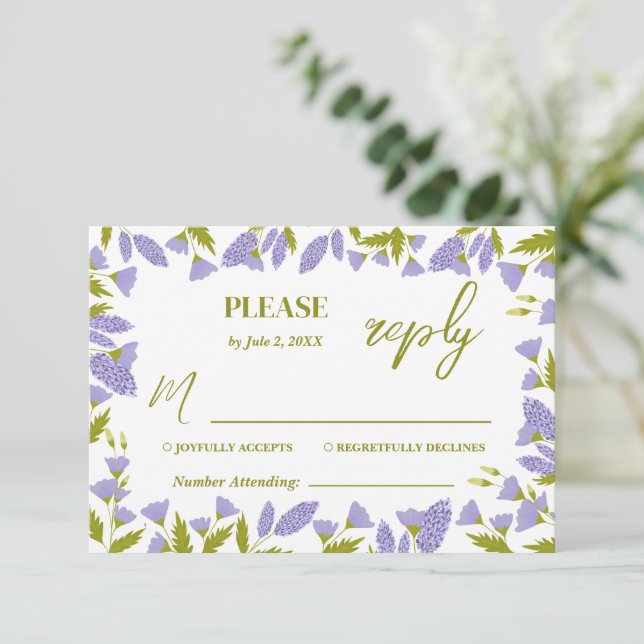 Cartons Réponse Mariage botanique du Fleur sauvage de prairie (Debout devant)