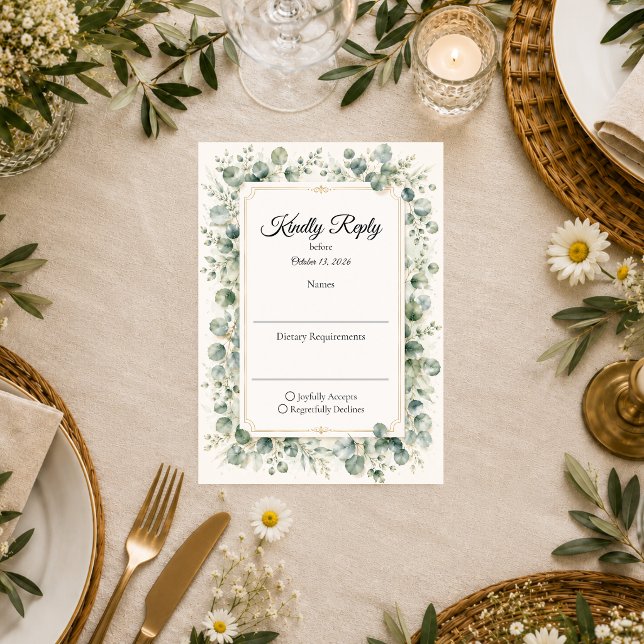 Cartons Réponse Mariage Botanique Eucalyptus (Créateur téléchargé)