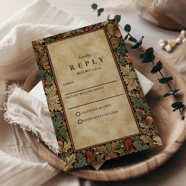 Cartons Réponse Mariage Botanique Feuillage Vintage (Créateur téléchargé)