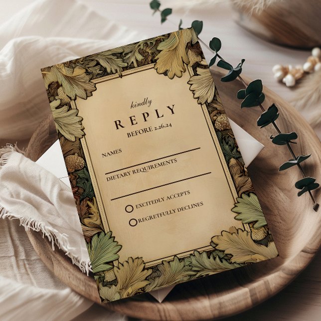 Cartons Réponse Mariage Botanique Feuillage Vintage (Créateur téléchargé)