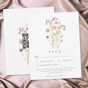 Cartons Réponse Mariage Botanique Fleur Sauvage Pressée Bohème Min