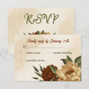 Cartons Réponse mariage botanique fleuri en terre cuite rustique