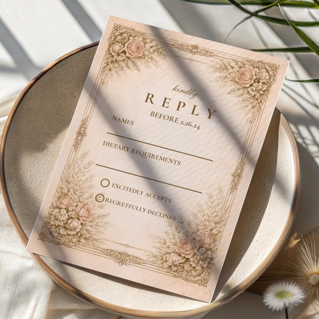 Cartons Réponse Mariage Botanique Floral de Luxe Rustique (Créateur téléchargé)