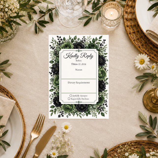 Cartons Réponse Mariage Botanique Maussade (Créateur téléchargé)