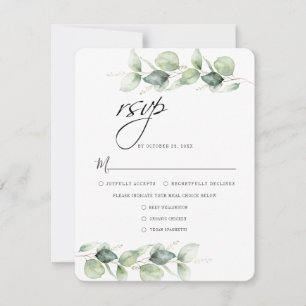 Cartons Réponse Mariage botanique minimaliste du feuillage Eucalyp