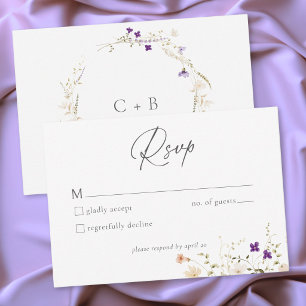Cartons Réponse Mariage Botanique Romantique Fleur de Champ Minima