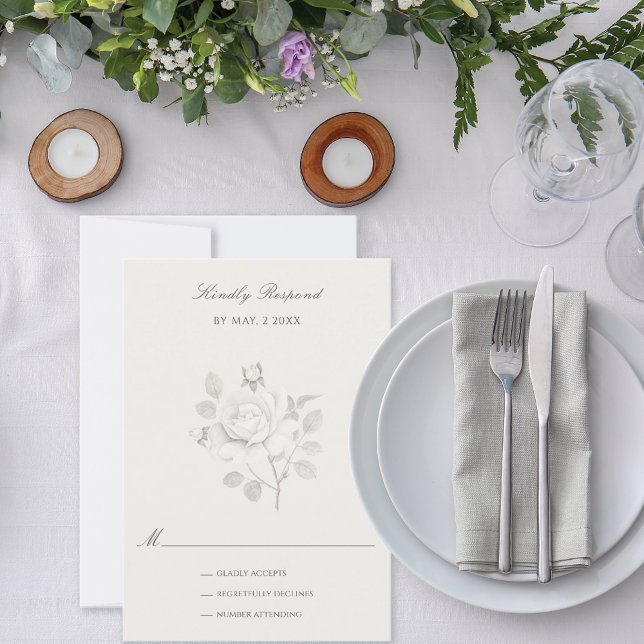 Cartons Réponse Mariage Botanique Rose Moderne (Créateur téléchargé)