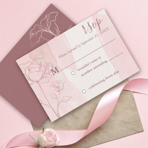 Cartons Réponse Mariage Botanique Rose Poussiéreuse 